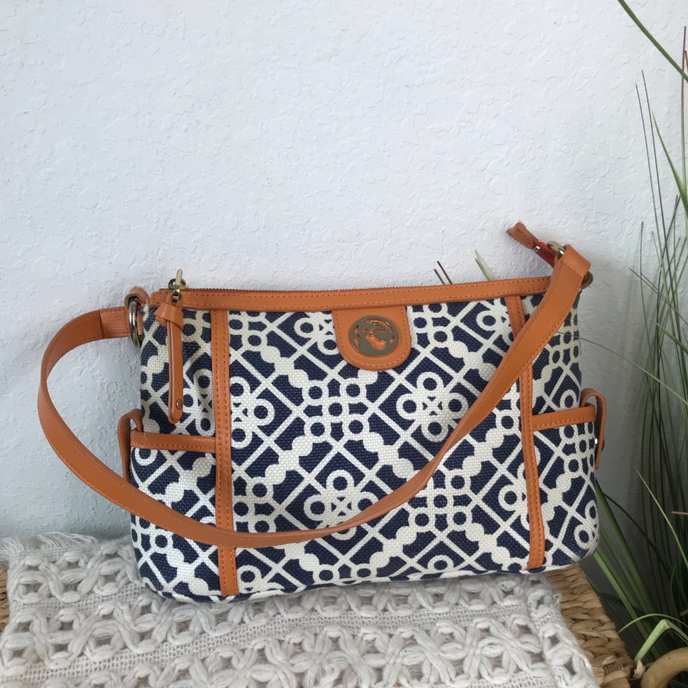 Spartina 449 navy/white/orange nautica purse